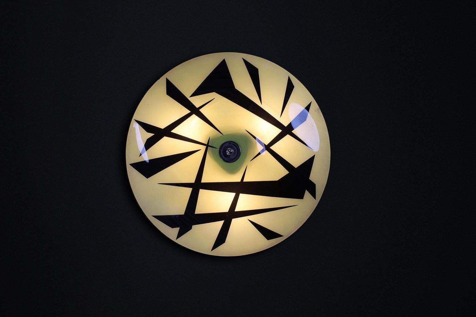 Mid Century Glass Hanging Pendant Or Wall Light Brussels World Expo 1958 (No10) photo vinterior