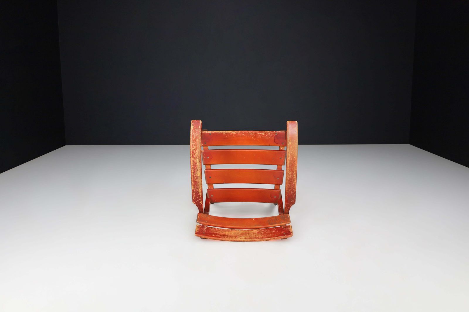 Midcentury Patinated French Oak Garden Armchairs, France 1950s photo vinterior