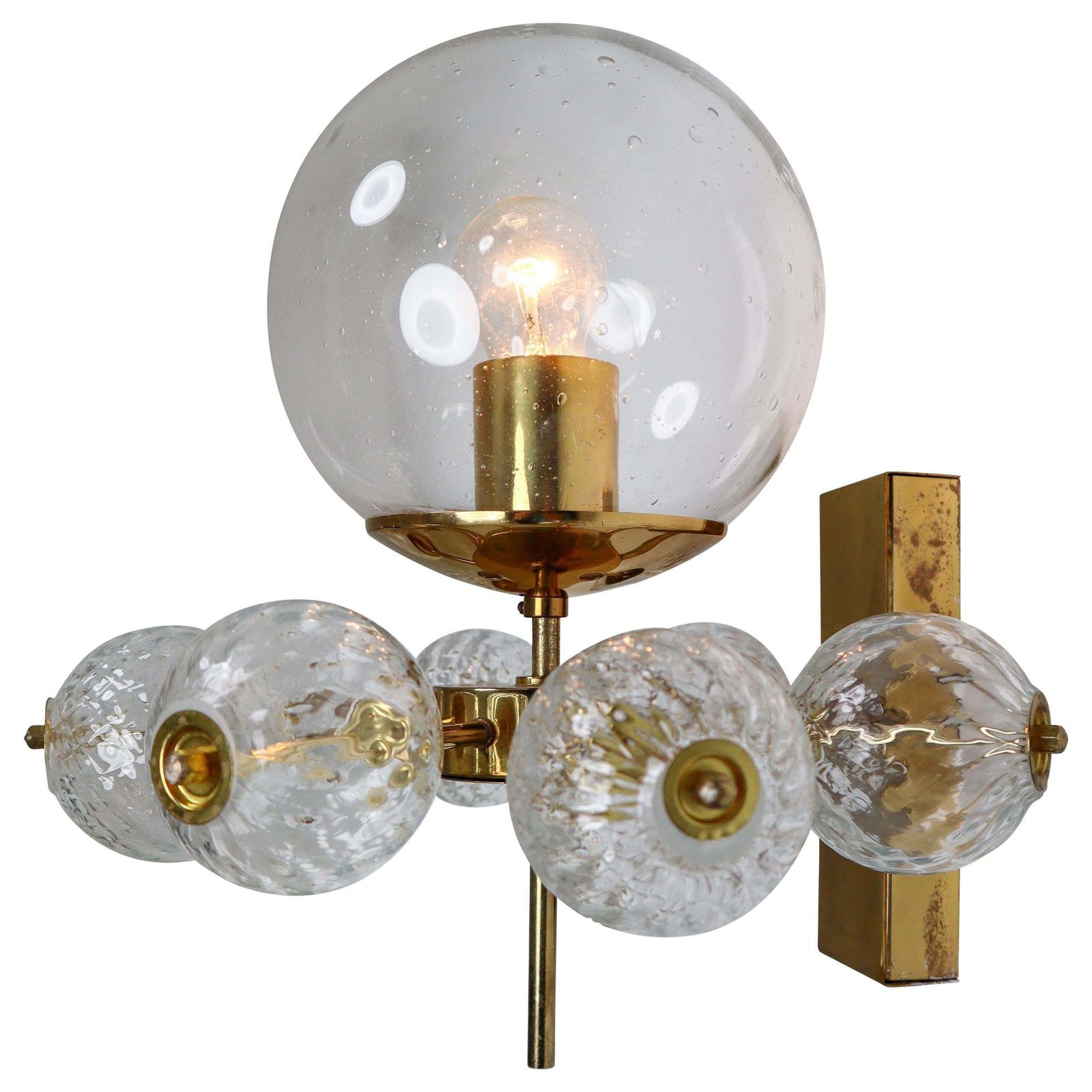 Hotel Wall Chandeliers With Brass Fixture, European, 1970s