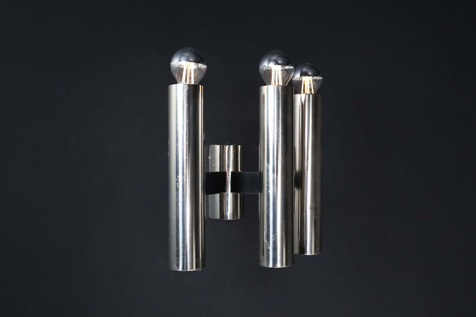 24 X Sleek Mid Century Modern Wall Lights In Chromed Steel – Germany, 1970s photo buy
