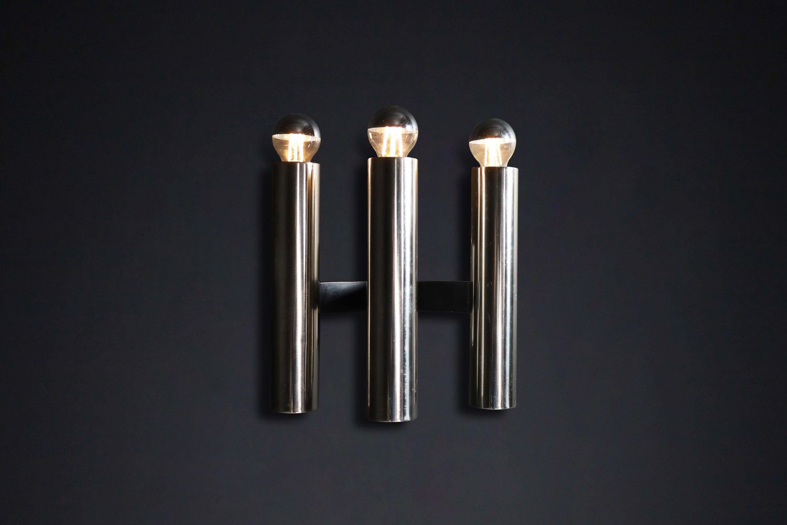 24 X Sleek Mid Century Modern Wall Lights In Chromed Steel – Germany, 1970s photo vintage