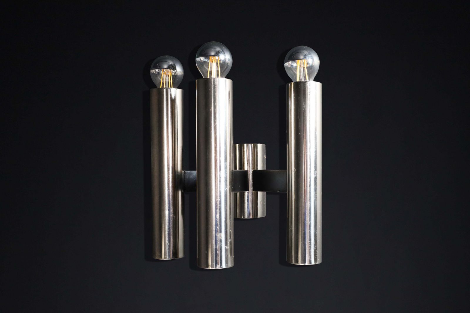 photo for sale 24 X Sleek Mid Century Modern Wall Lights In Chromed Steel – Germany, 1970s
