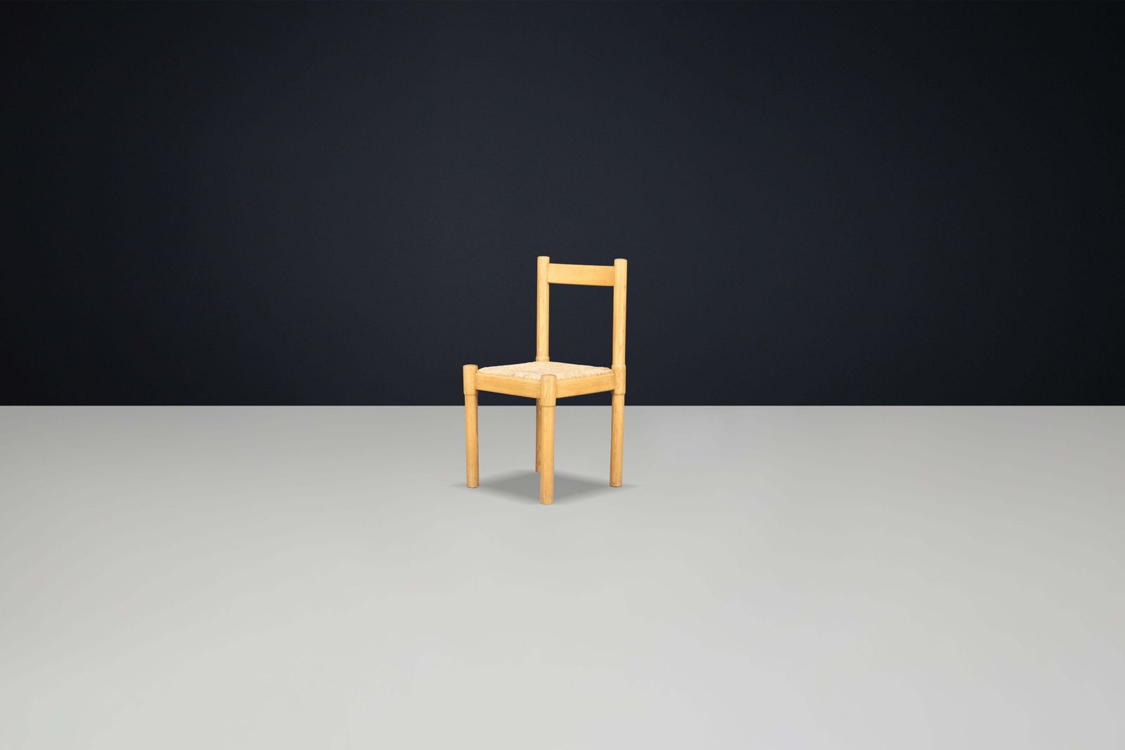 photo for sale Pair Of Six Ash And Rush Dining Room Chairs In The Style Of Vico Magistretti