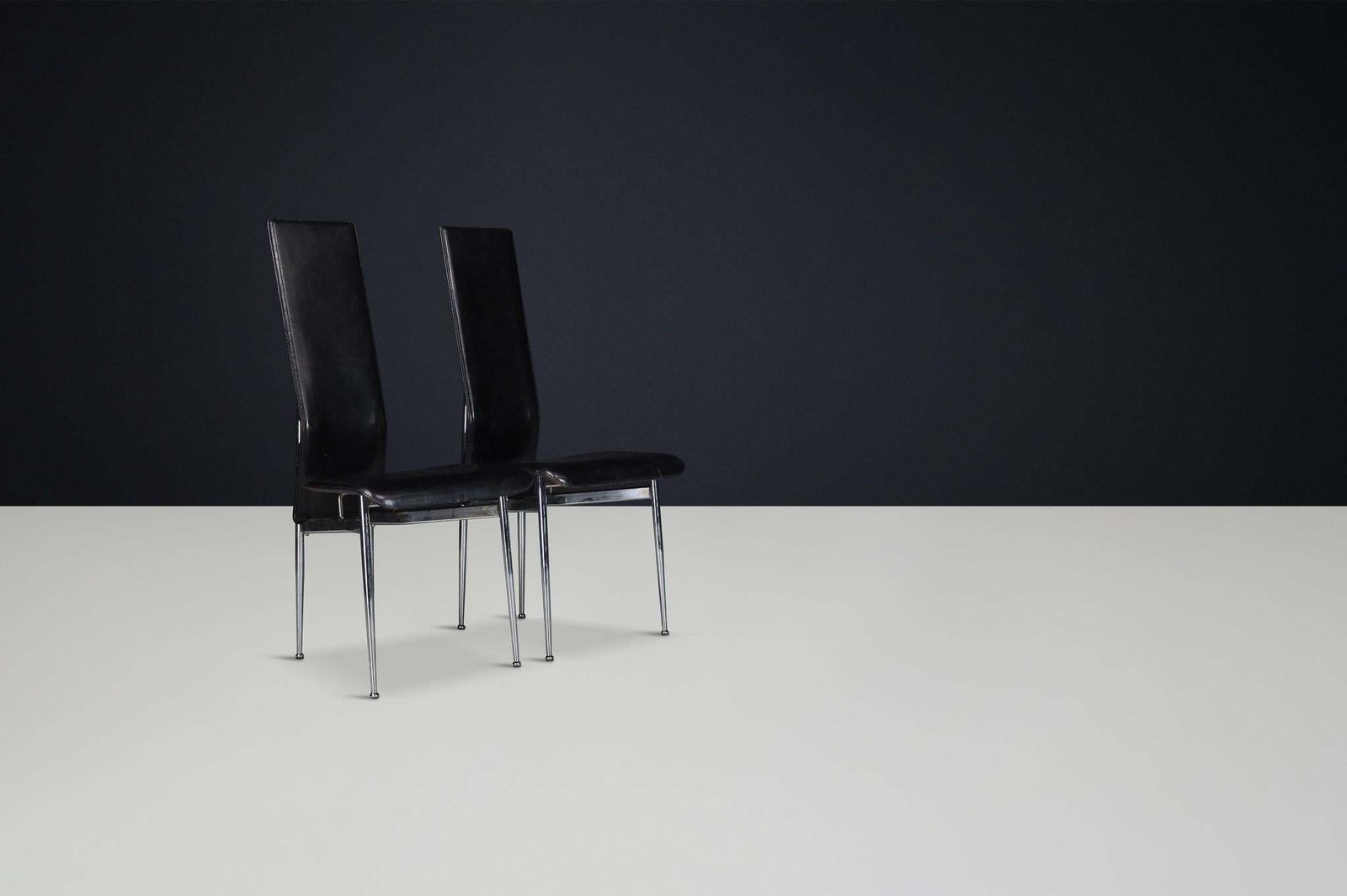 Mid Century Modern Set Of 4 Leather Dining Chairs By Giancarlo Vegni For Fasem photo Furniture