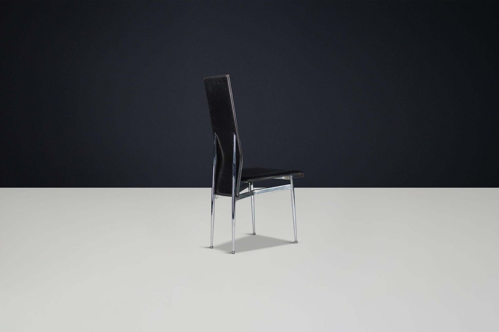 Mid Century Modern Set Of 4 Leather Dining Chairs By Giancarlo Vegni For Fasem photo vinterior