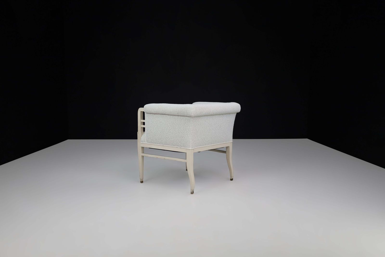 photo for sale Large Pair Of Jugendstil Armchairs In Bouclé Upholstery , Austria, Circa 1910