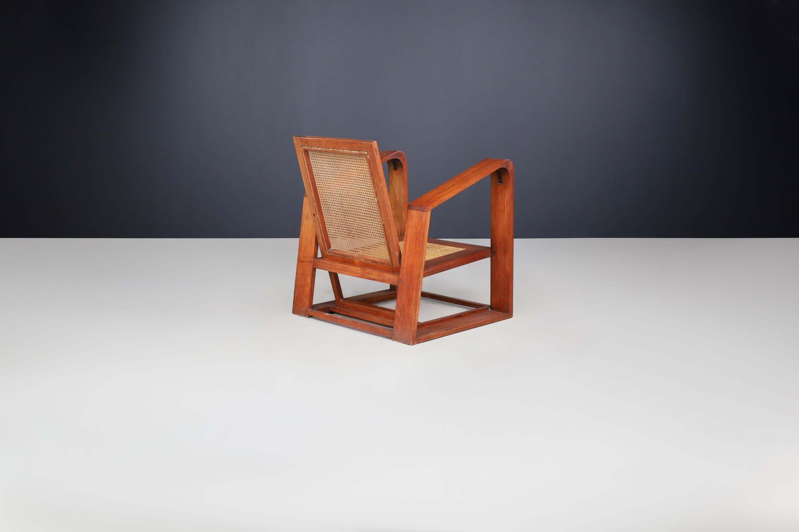 photo for sale Mid Century Teak And Cane Lounge Chairs From France, 1950s