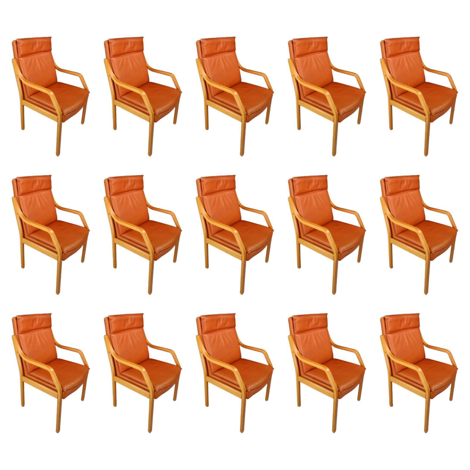 Walter Knoll Set Of 16 Dining Room Chairs In Bentwood And Leather, Germany 1970s