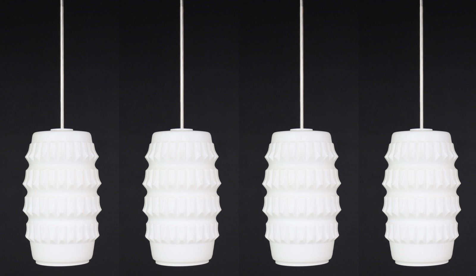 495.0 1 Of 7 Modern Structured Opaline Glass Pendant, France 1960s photo
