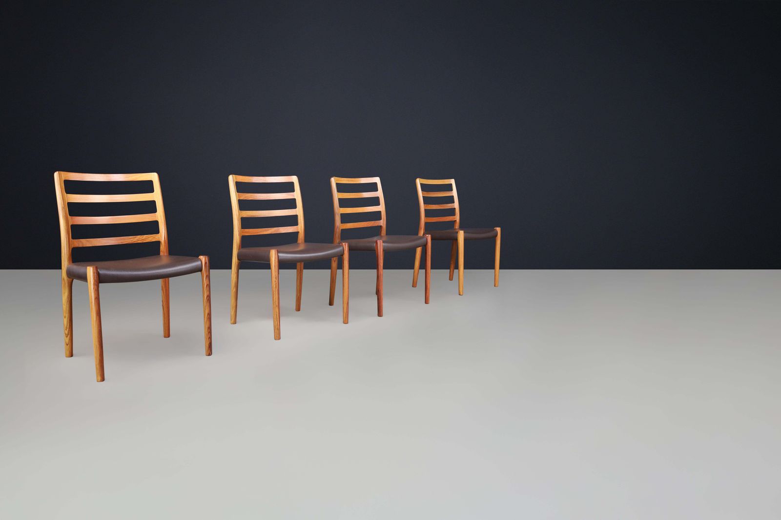Niels Otto Møller Six Dining Room Chairs, Model 85 By J.L. Møller Mobelfabrik photo vintage