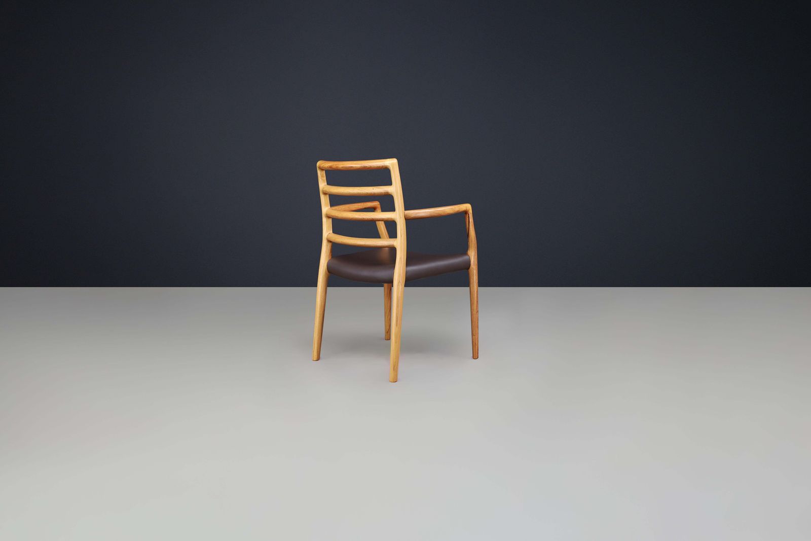photo furniture Niels Otto Møller Six Dining Room Chairs, Model 85 By J.L. Møller Mobelfabrik