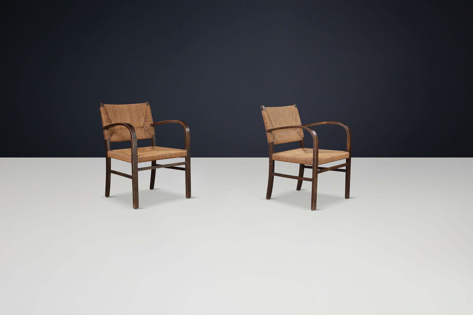 Pair Of Bauhaus Beechwood & Rope Armchairs By Erich Dieckmann, Germany, 1930s photo buy