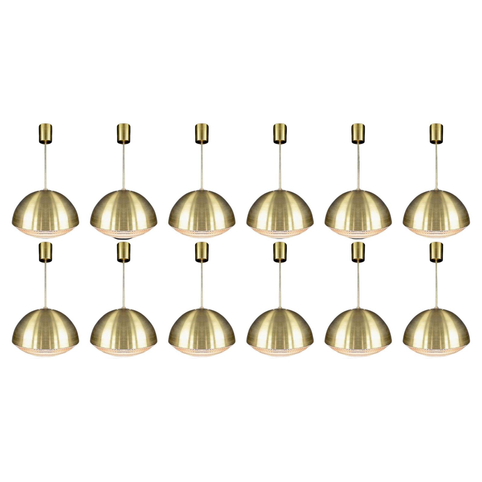 1 Of 12 Pendants In Brass And Glass, Praque The 1960s