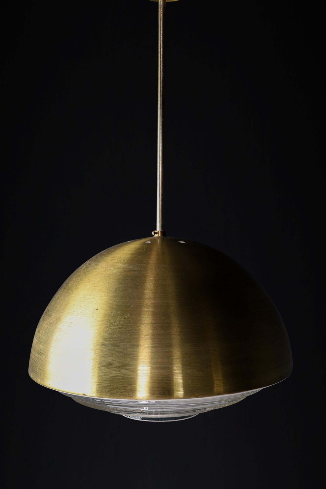 1 Of 12 Pendants In Brass And Glass, Praque The 1960s photo vintage