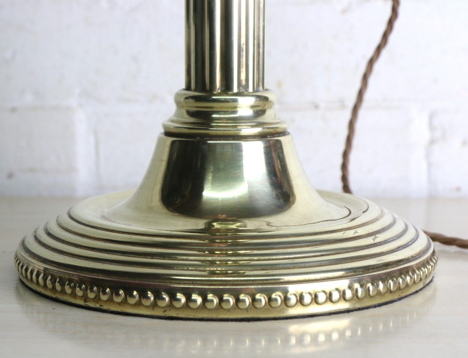 photo furniture Table Lamp Corinthian Column Early 20th C. Brass Oil Lamp Conversion Round Base