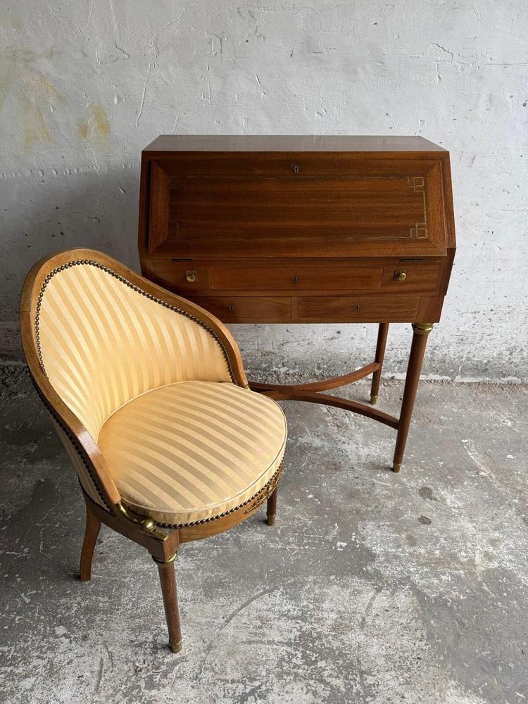 Antique Writing Desk With Chair, Set Of 2 photo furniture