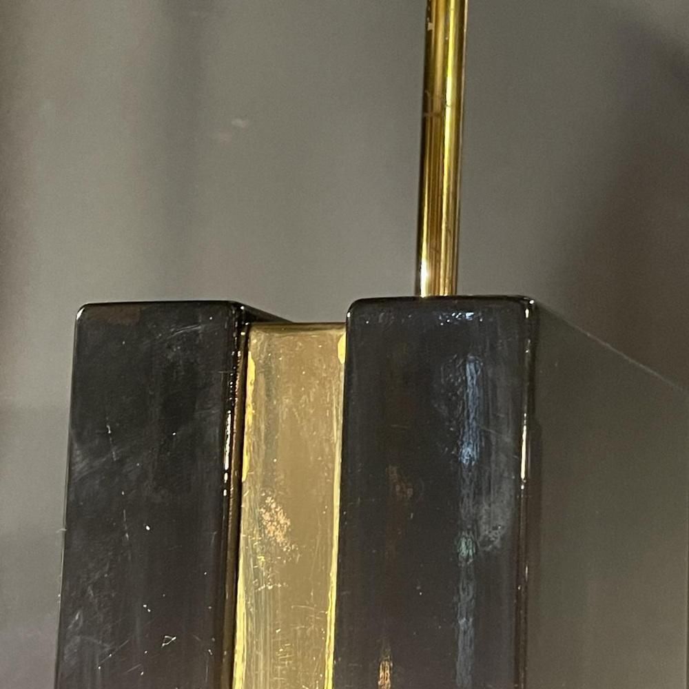 Hollywood Regency Lamps In Black Lacquer And Brass, 1970s, Set Of 2 photo Lighting