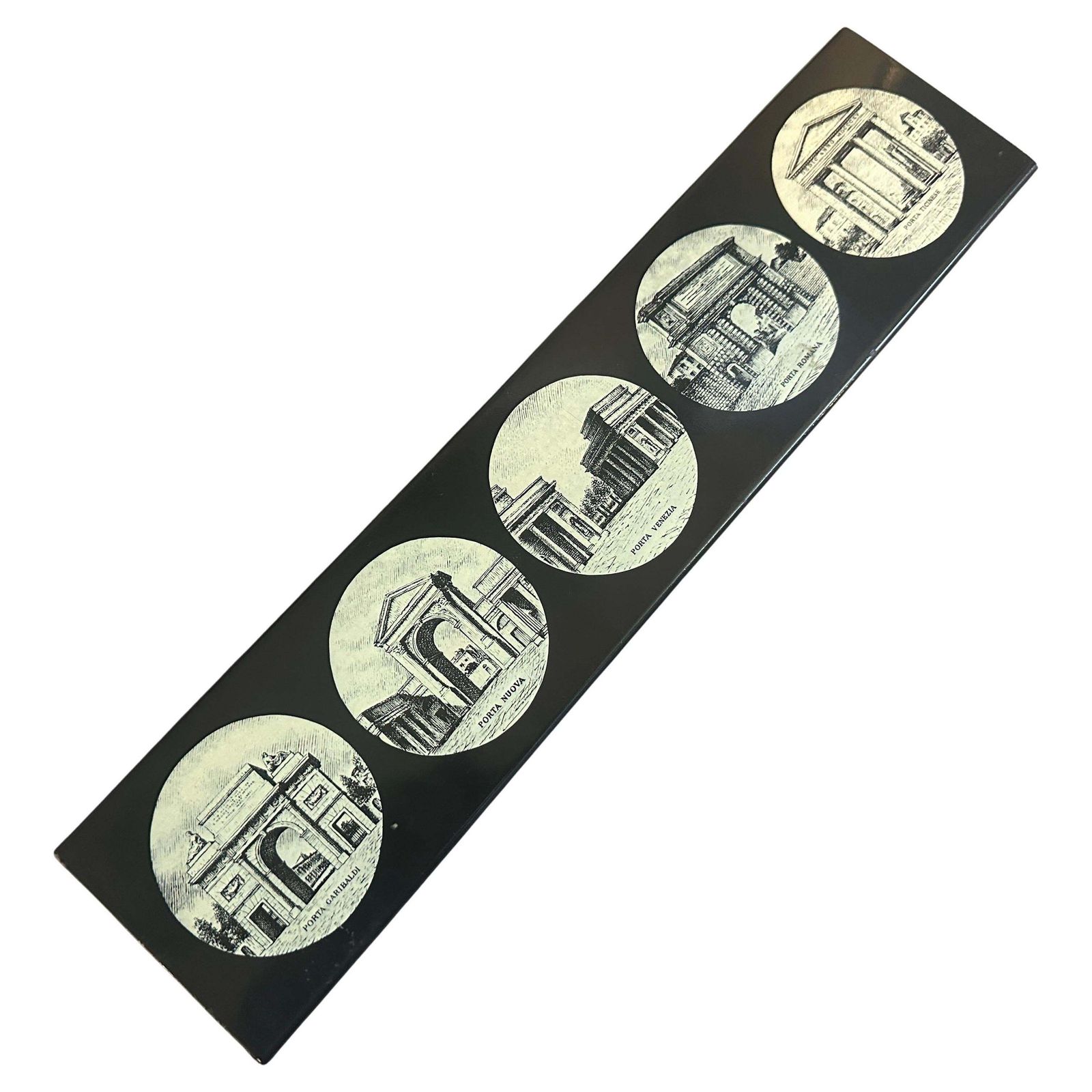 1960s Mid Century Modern Cigarette Box Le Porte Di Milano By Piero Fornasettì photo for sale