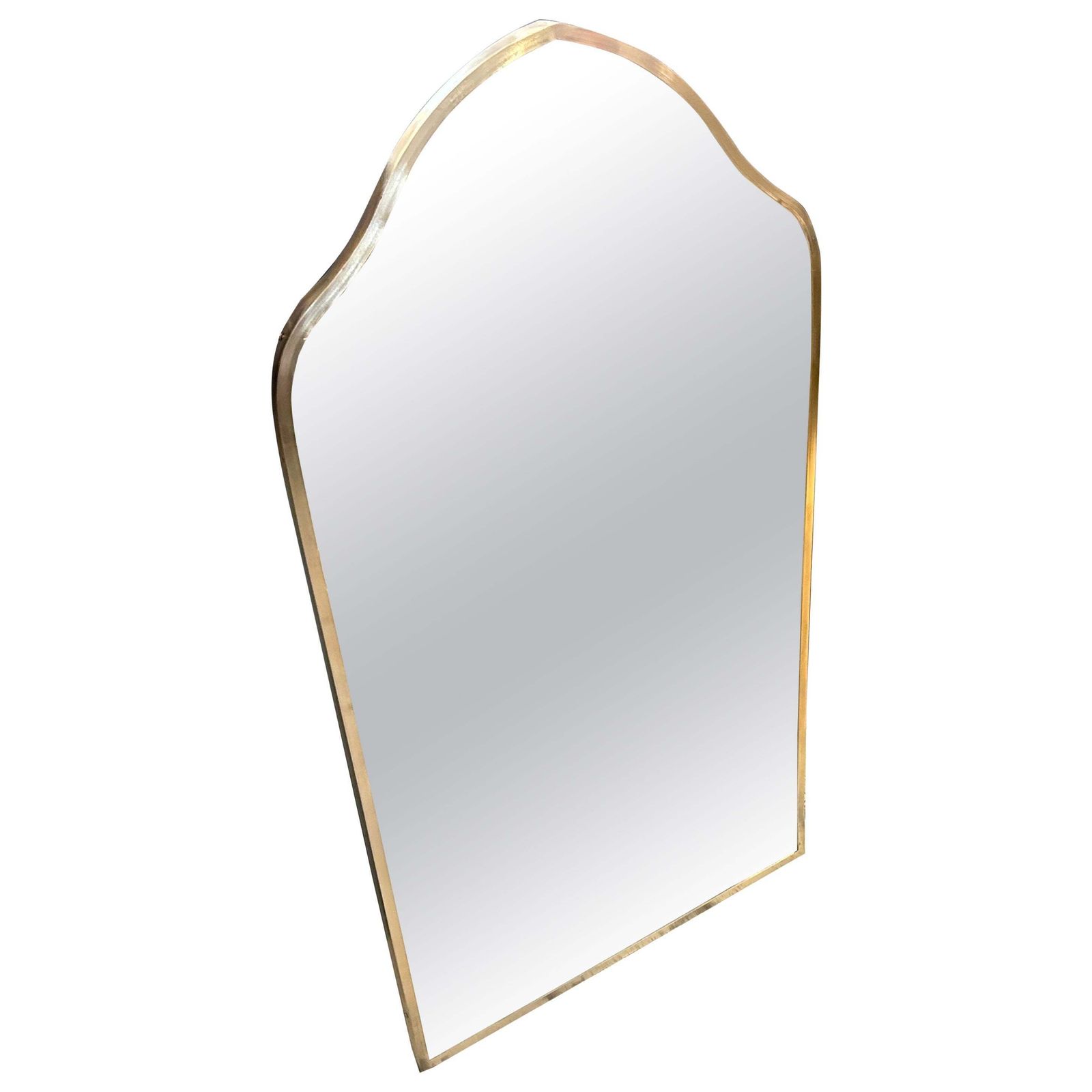 1950s Gio Ponti Style Mid Century Modern Brass Italian Wall Mirror