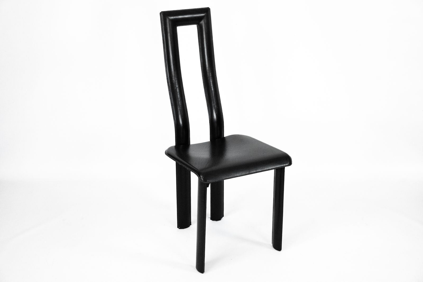 Postmodern Set Of Ten Leather Dining Chairs By Antonello Mosca For Ycami. Italy 1980s photo Furniture