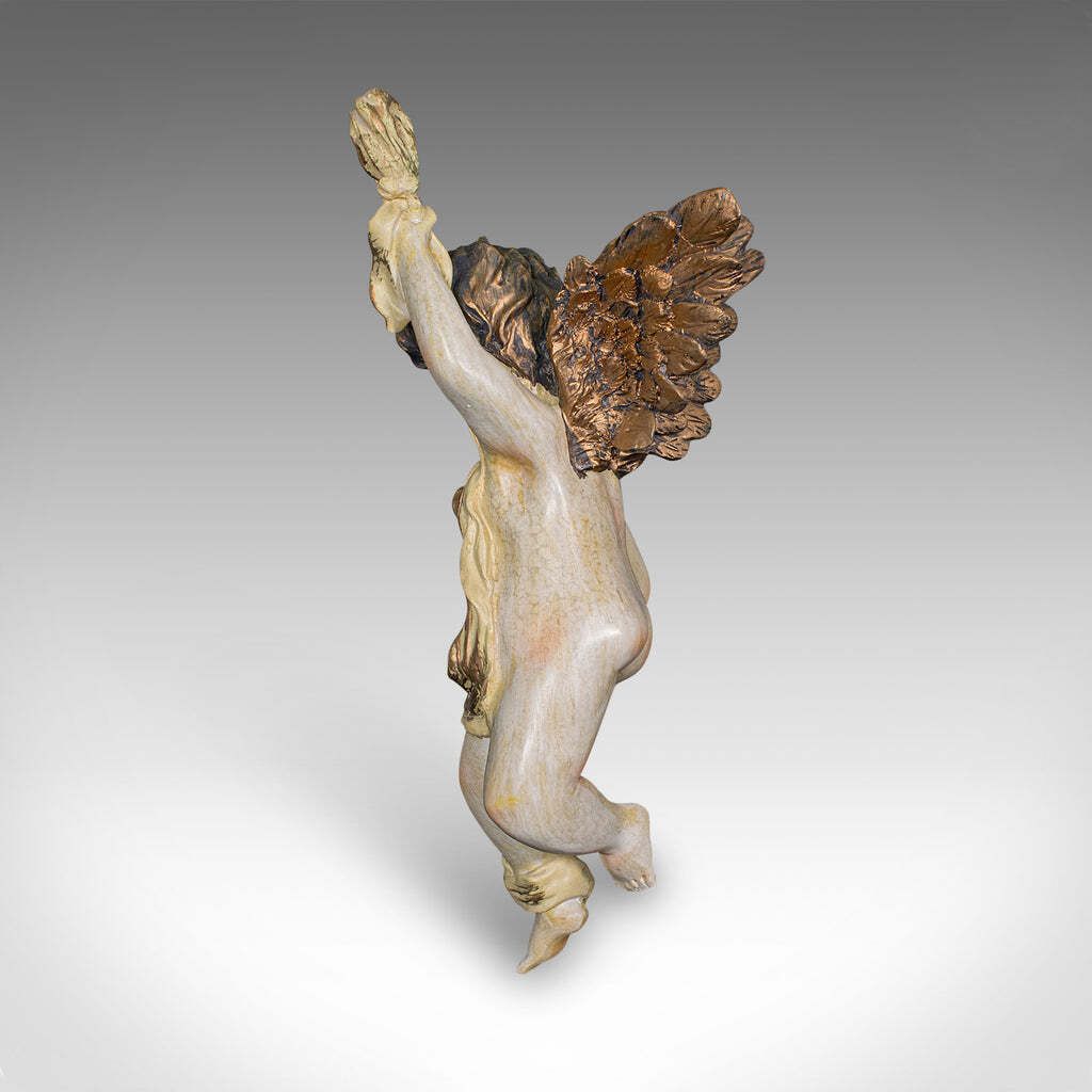 Vintage Flying Cherub, Italian, Plaster, Classical, Romantic, Putto Figure, 1980 photo 302.0
