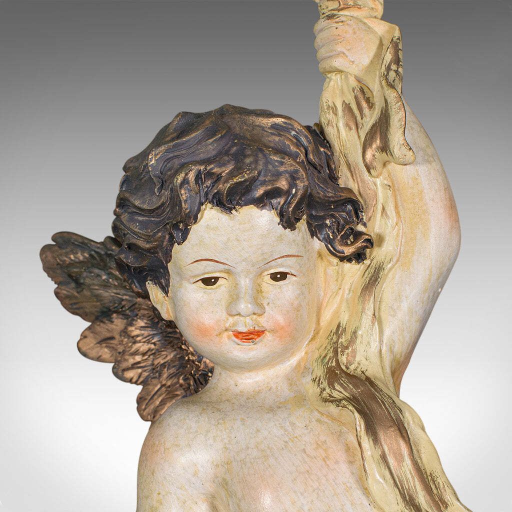 photo furniture Vintage Flying Cherub, Italian, Plaster, Classical, Romantic, Putto Figure, 1980