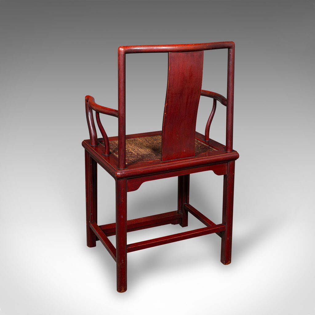 Pair Of Antique Side Chairs, Oriental, Lacquered, Elbow Seats, Cane, Victorian photo 2717.0