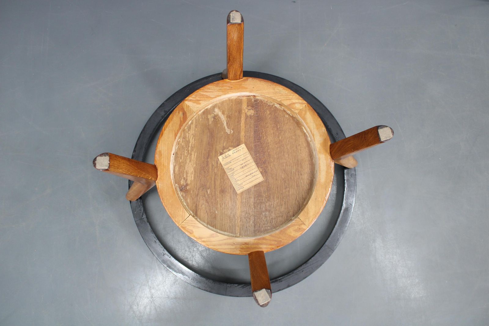 Furniture Mid Century Oak And Glass Round Coffee Table By Kropáček & Koželka photo