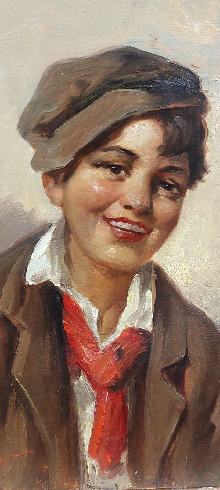 photo furniture Oil Painting On Wood Portrait Scugnizzo Athos Renzo Brioschi (1910 2000)