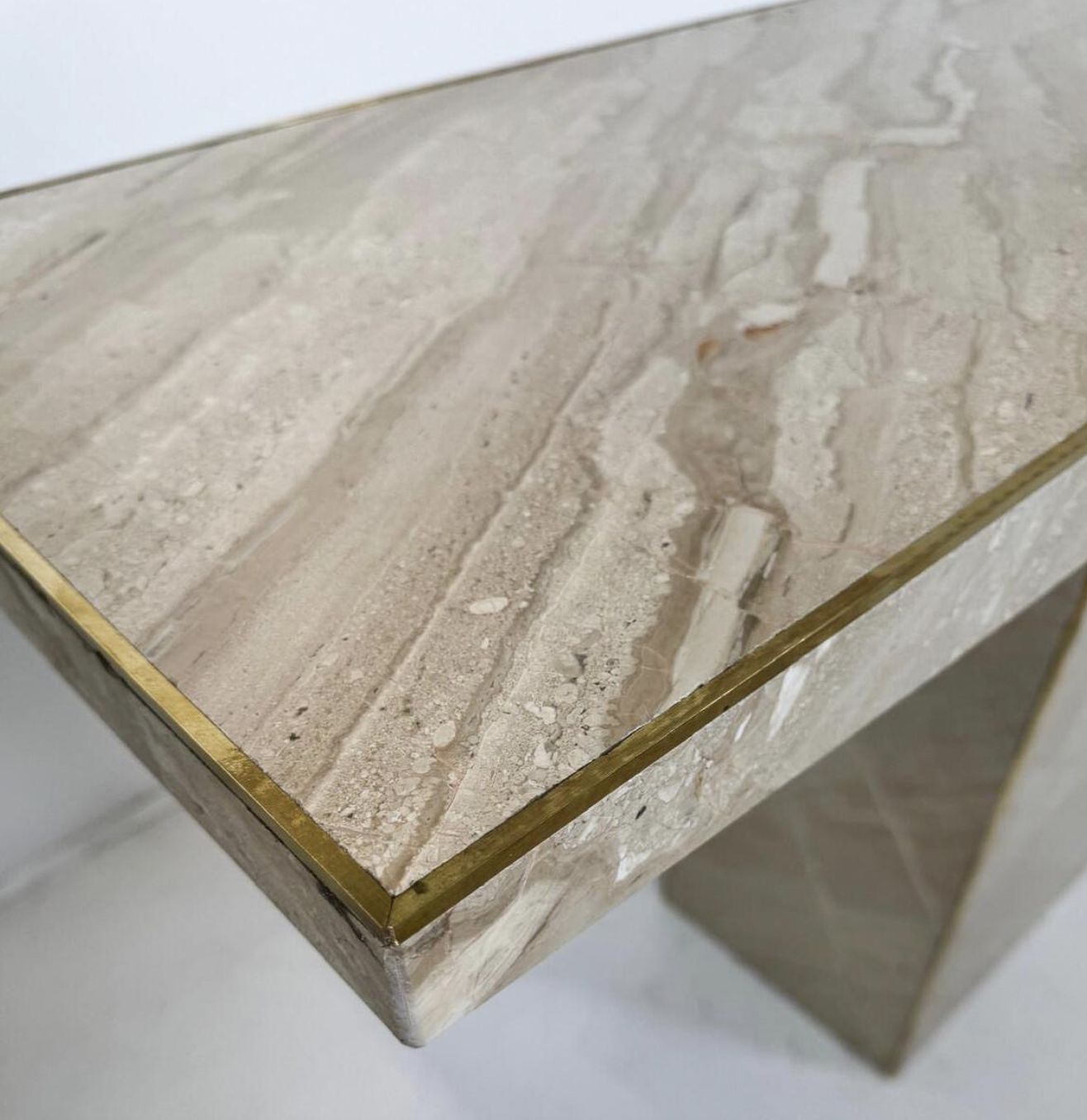 Mid Century Modern Travertine Console photo Furniture