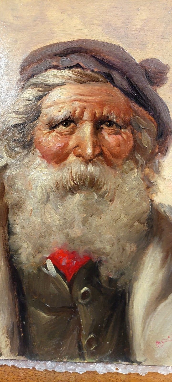 Oil Painting On Wood Portrait Character Athos Renzo Brioschi 1910 2000 photo for sale