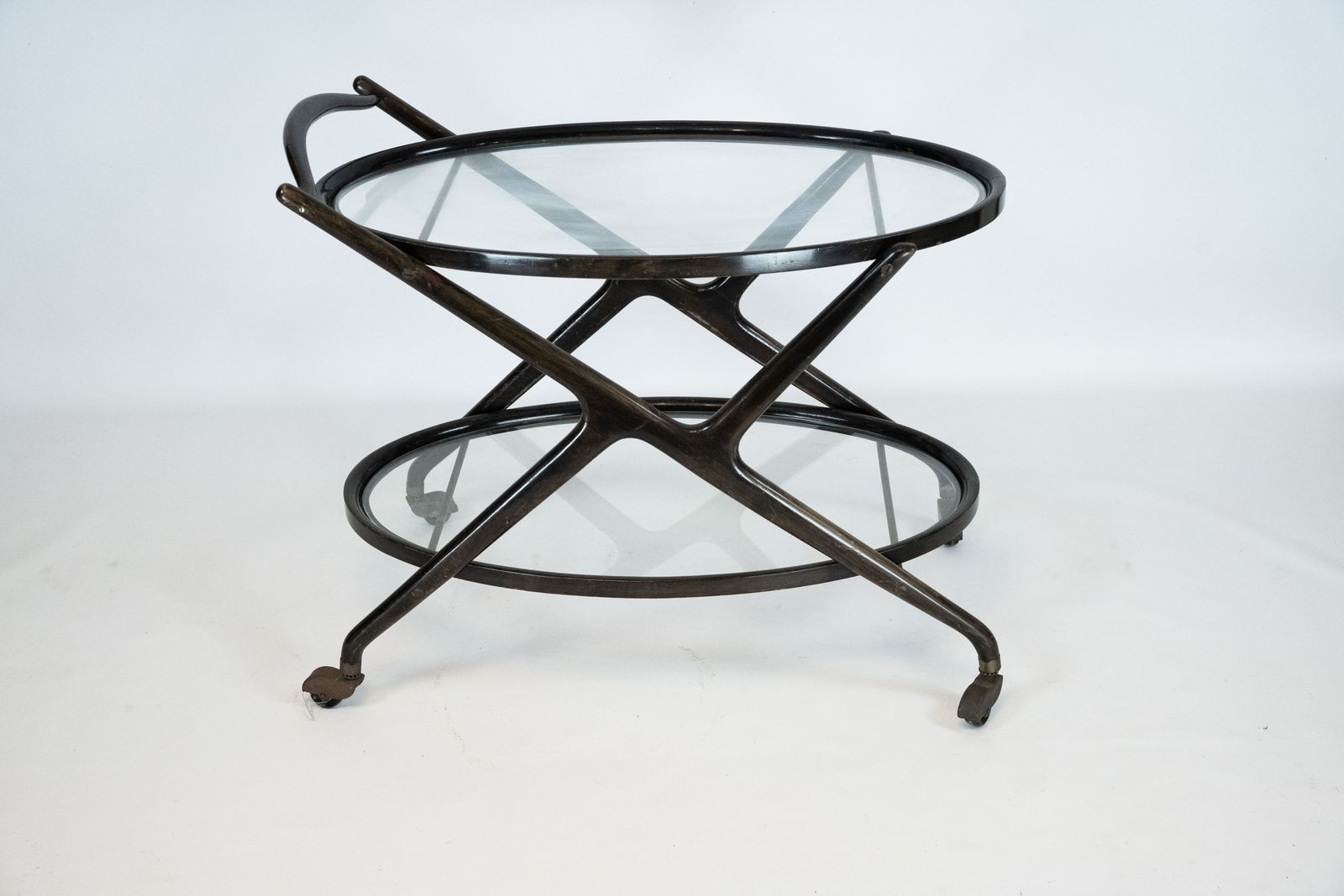 Ebonized Wood And Glass Bar Cart By Cesare Lacca, Italy 1950s photo vinterior