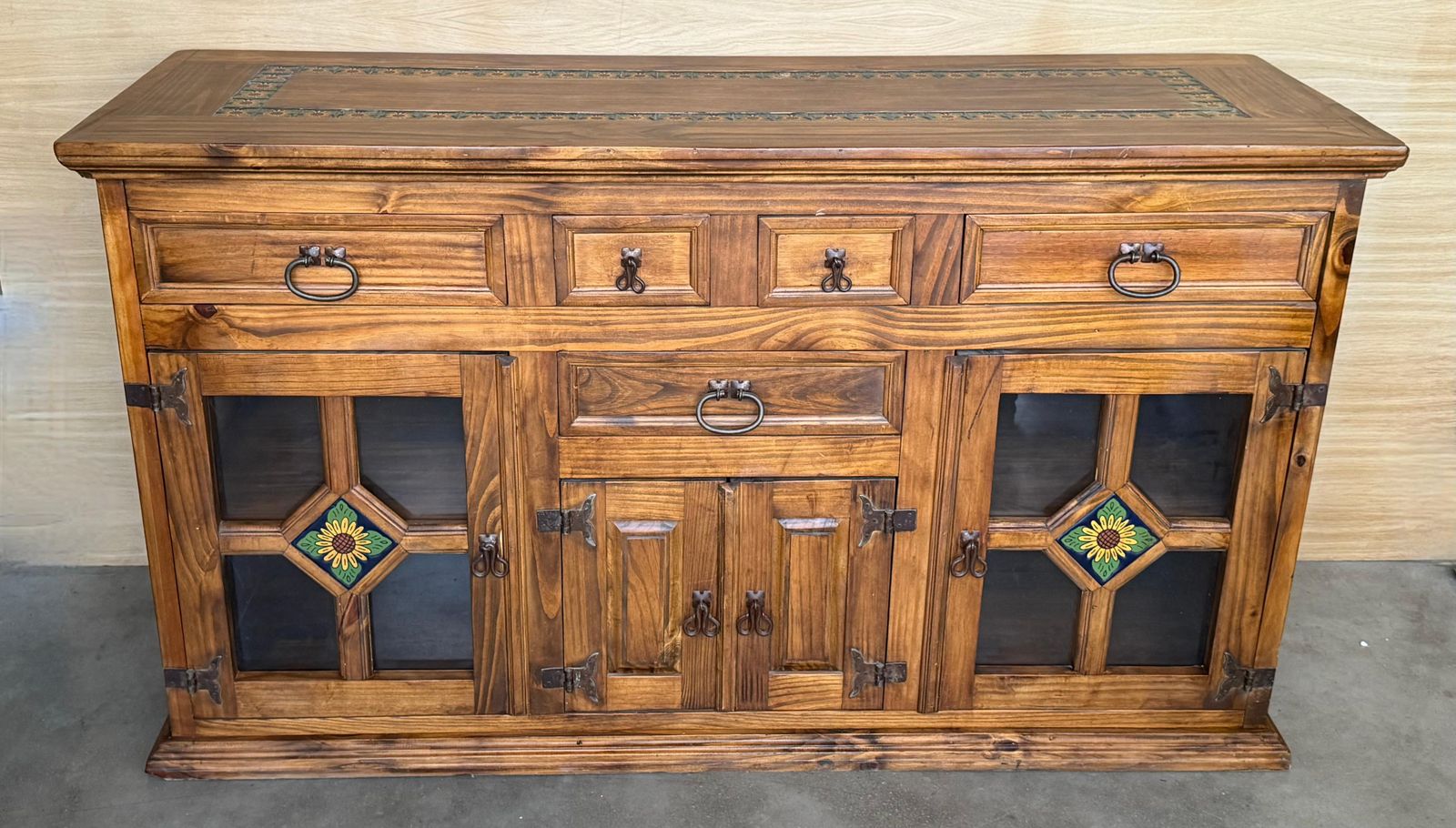 Credenza Or Light Oak Tuscan Sideboard From The Spanish Catalan Baroque Of The 20th Century photo for sale