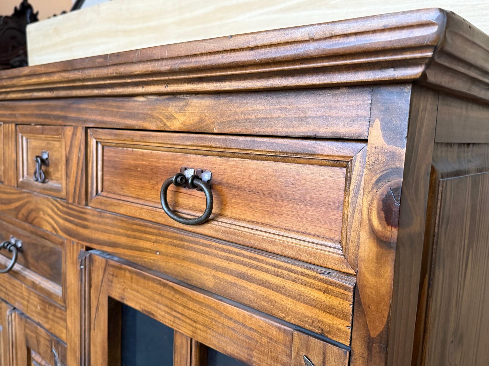 Credenza Or Light Oak Tuscan Sideboard From The Spanish Catalan Baroque Of The 20th Century photo vintage