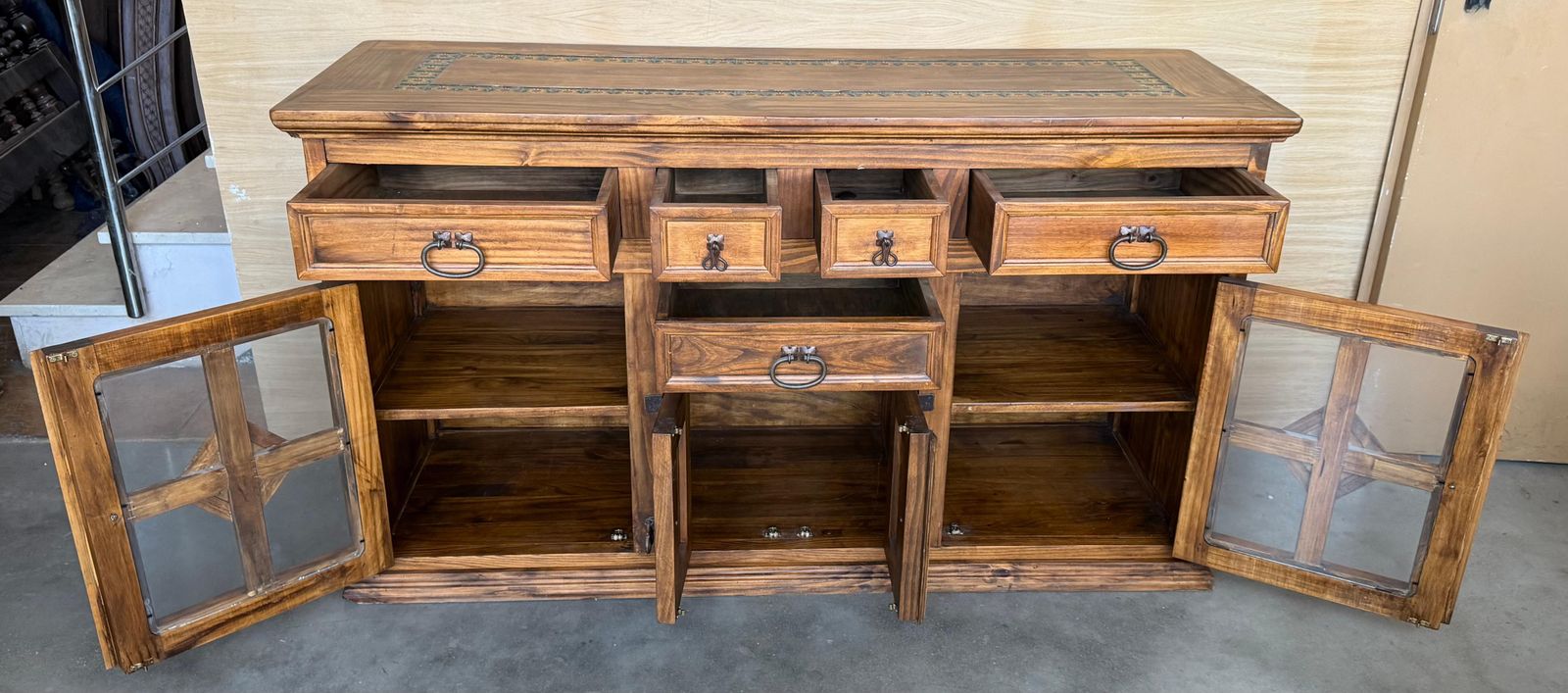 Furniture Credenza Or Light Oak Tuscan Sideboard From The Spanish Catalan Baroque Of The 20th Century photo