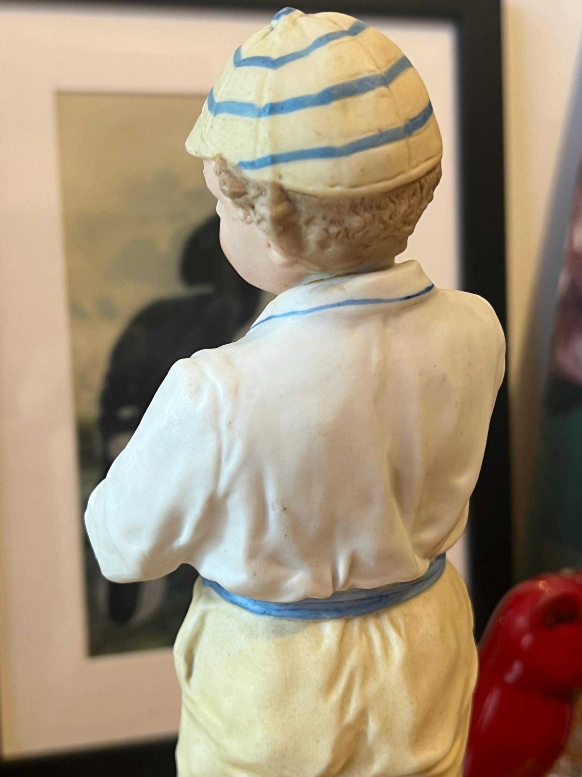 Bisque Porcelain Figurine Of Boy Cricketer C1850 photo Home Decor