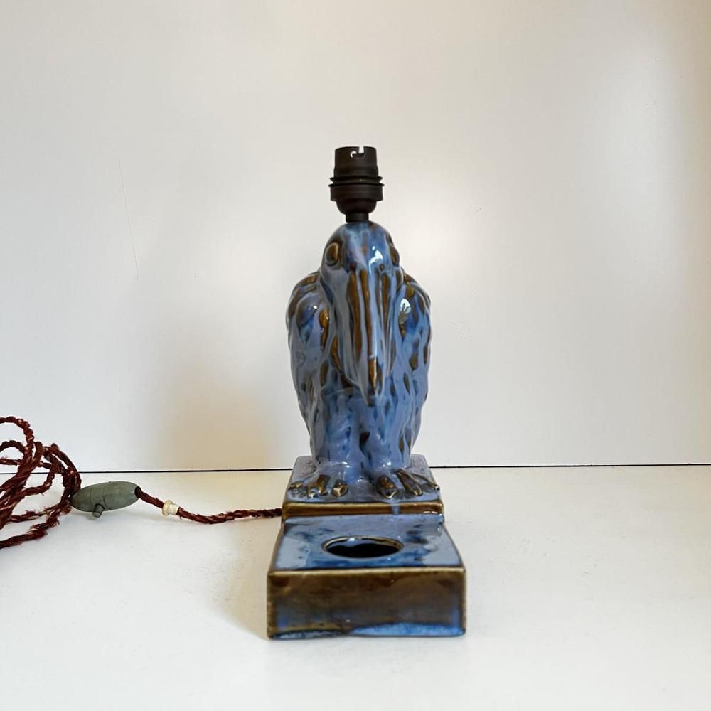 Art Deco Pelican Sculpture Lamp Base In Fine Glazed Stoneware, 1930 photo Lighting