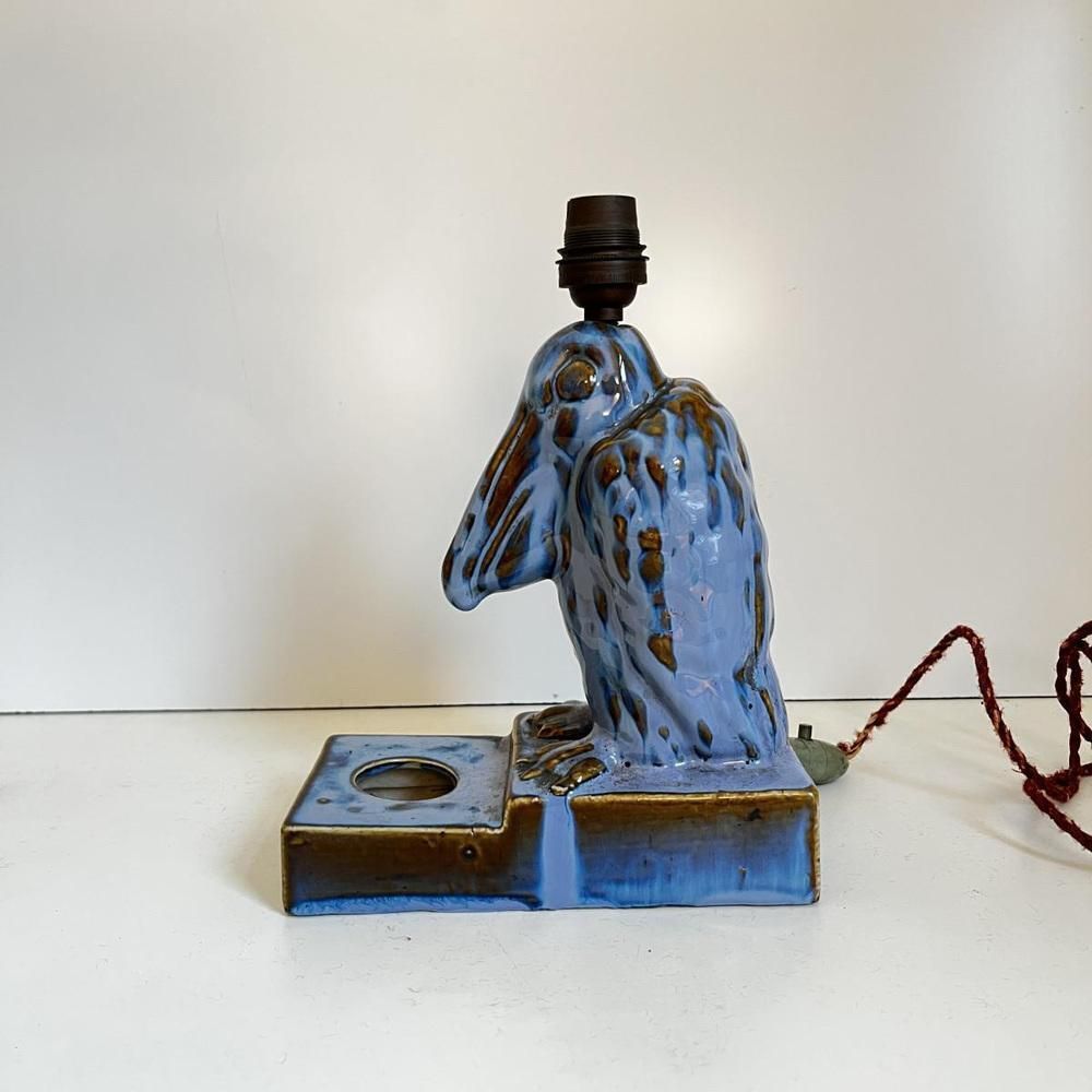 photo for sale Art Deco Pelican Sculpture Lamp Base In Fine Glazed Stoneware, 1930