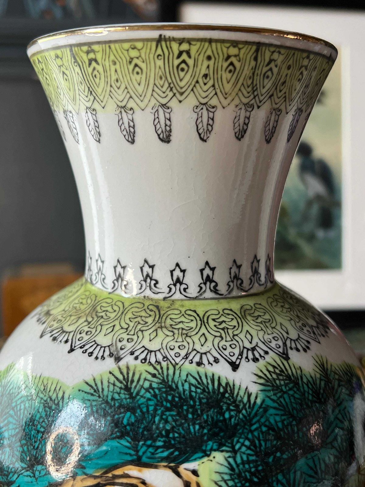Chinese Famille Verte Porcelain Vase Depicting Cranes And Landscapes C1662 C1772 photo for sale