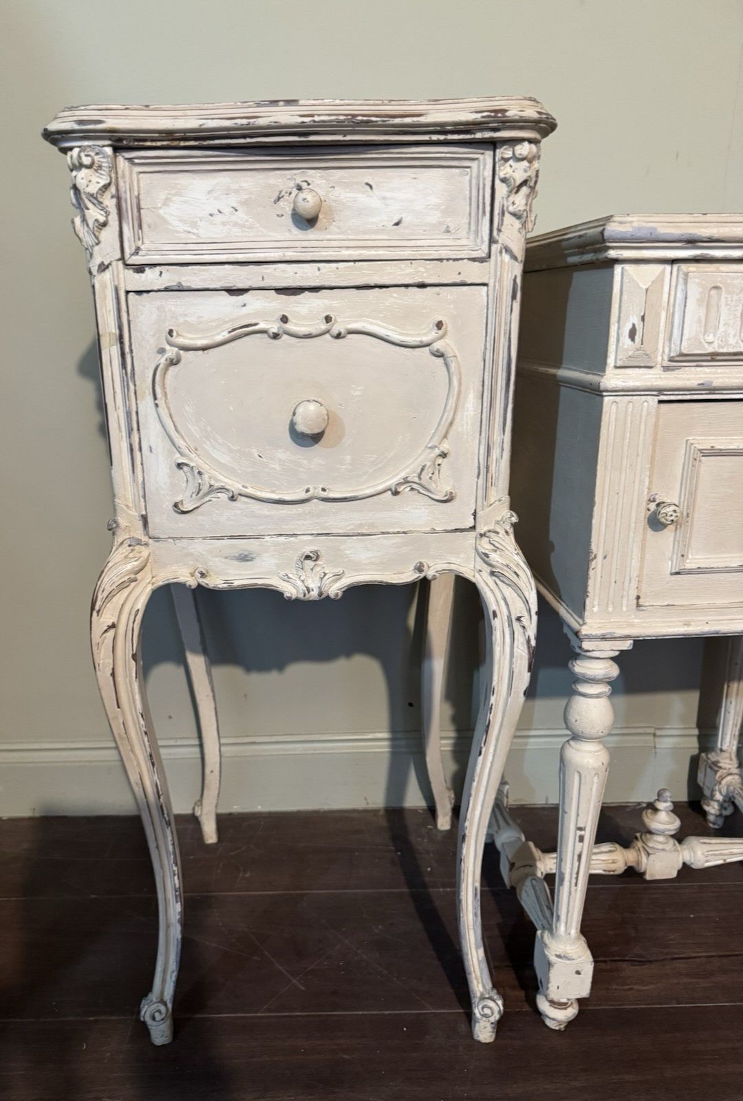 Furniture Matched Pair French 19th Century Bedside Tables / Pot Cupboards photo