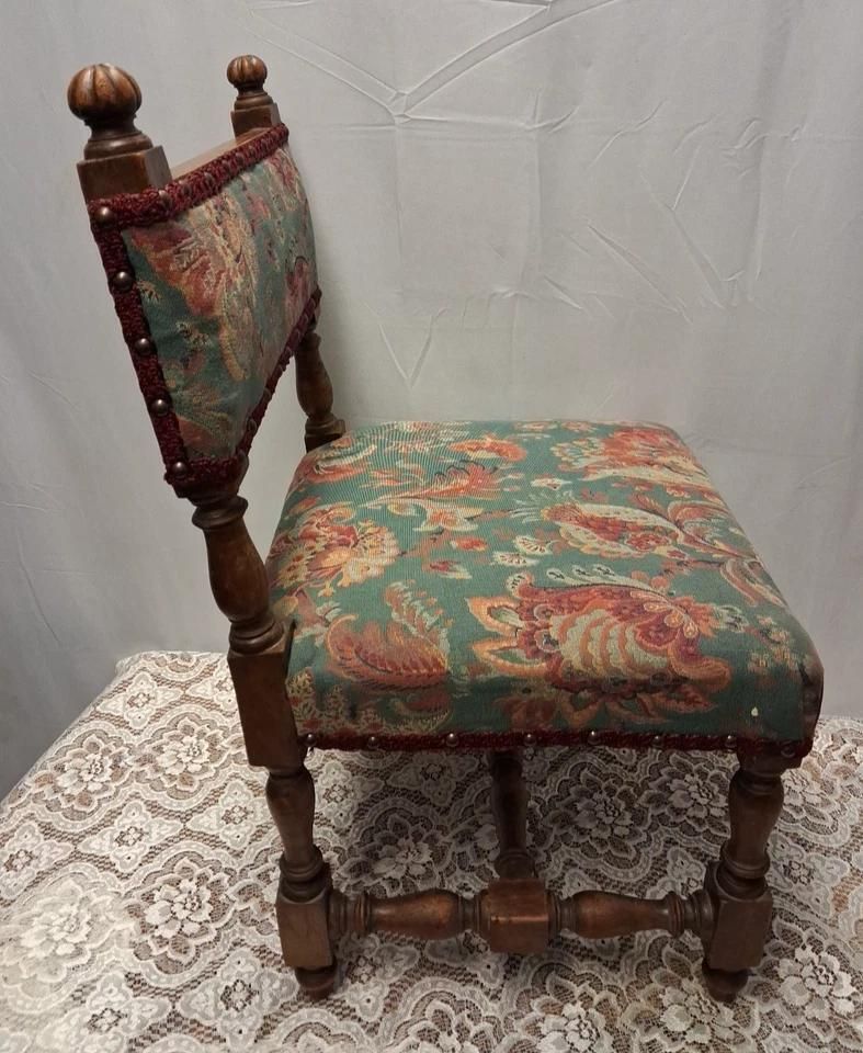 Antique Childs Chair With Floral Upholstery photo furniture