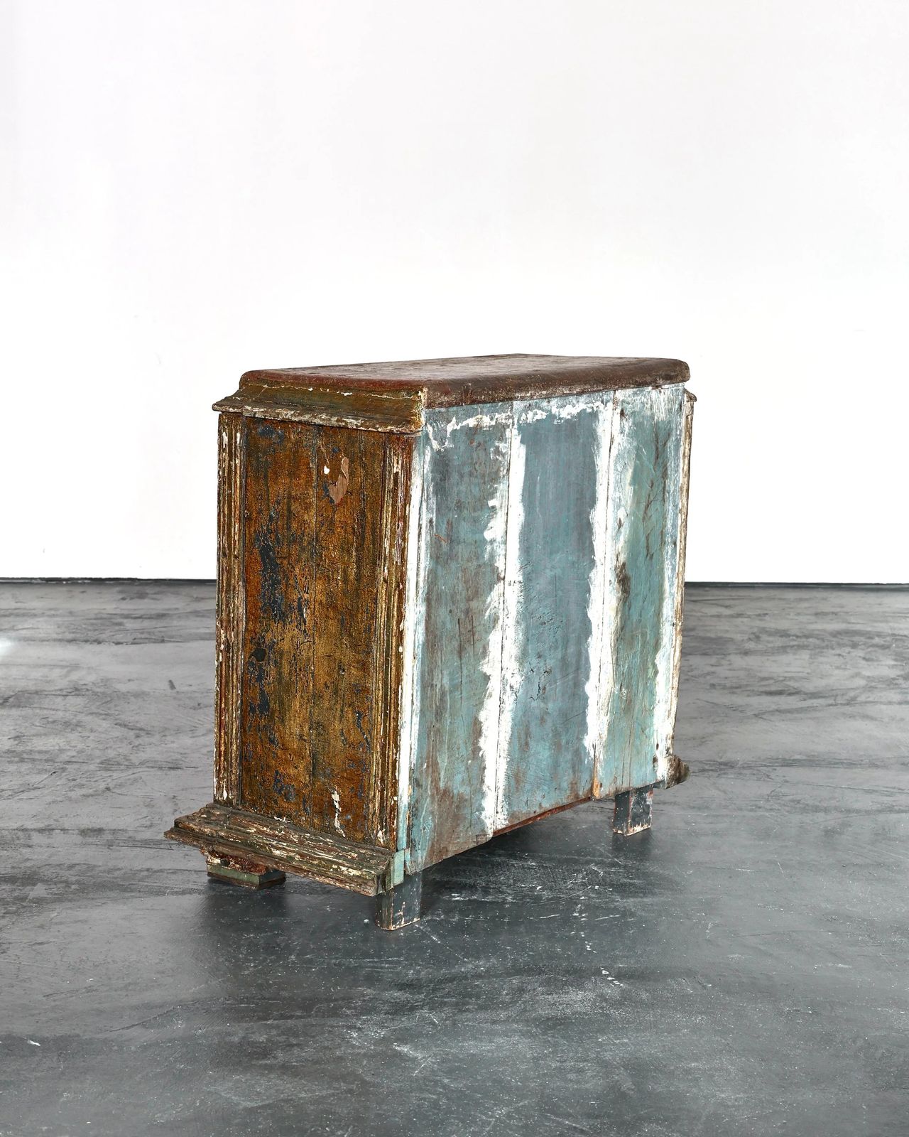 Furniture Early 18th C. Spanish Gilded & Painted Chest Of Drawers photo