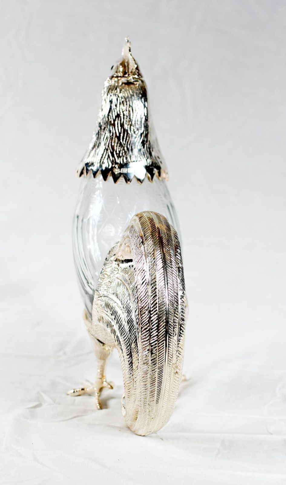 Silver Plate Rooster Decanter Cockerell Bird photo 445.0