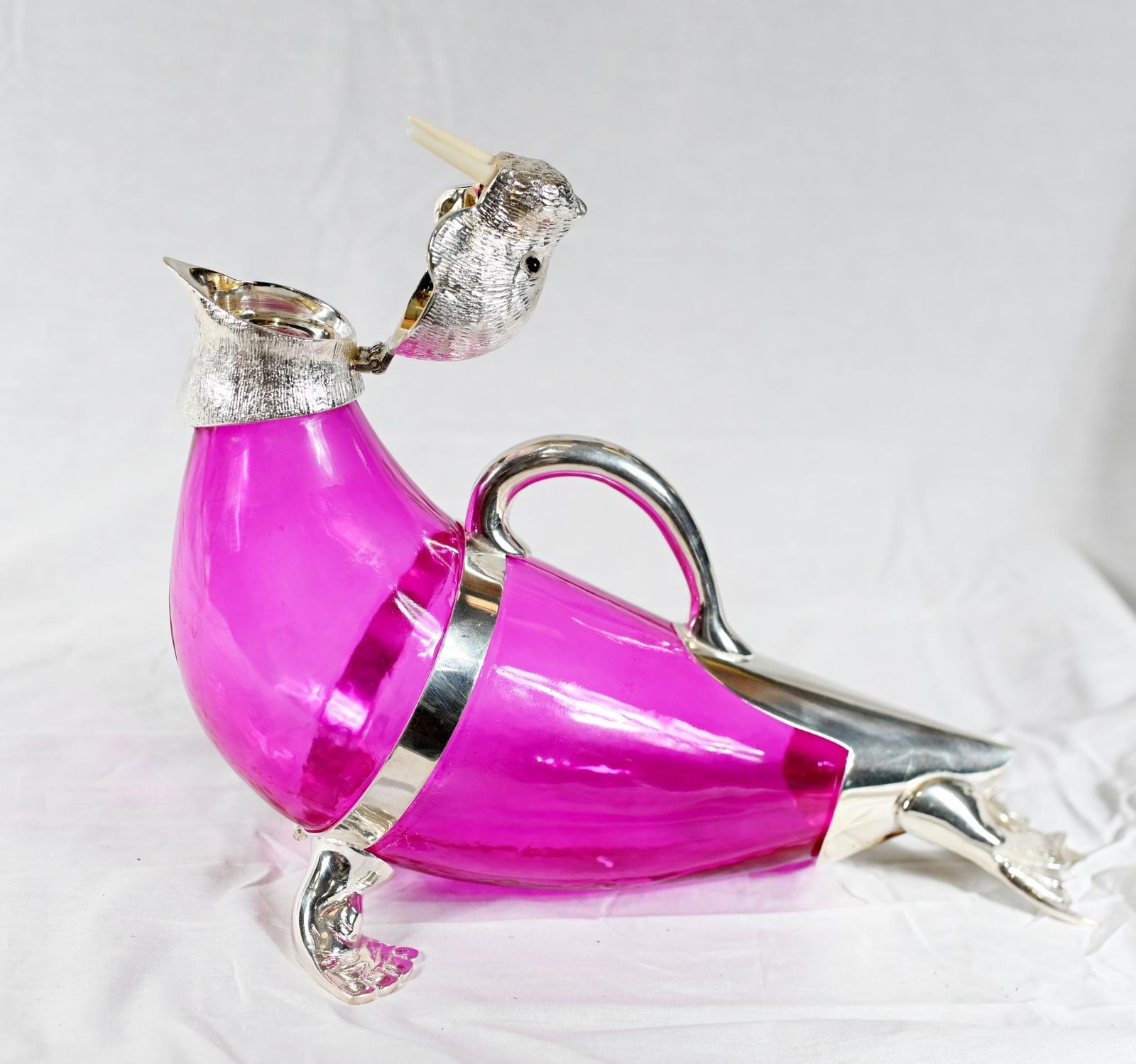 Silver Plate Walrus Decanter Glass Jug Display photo buy