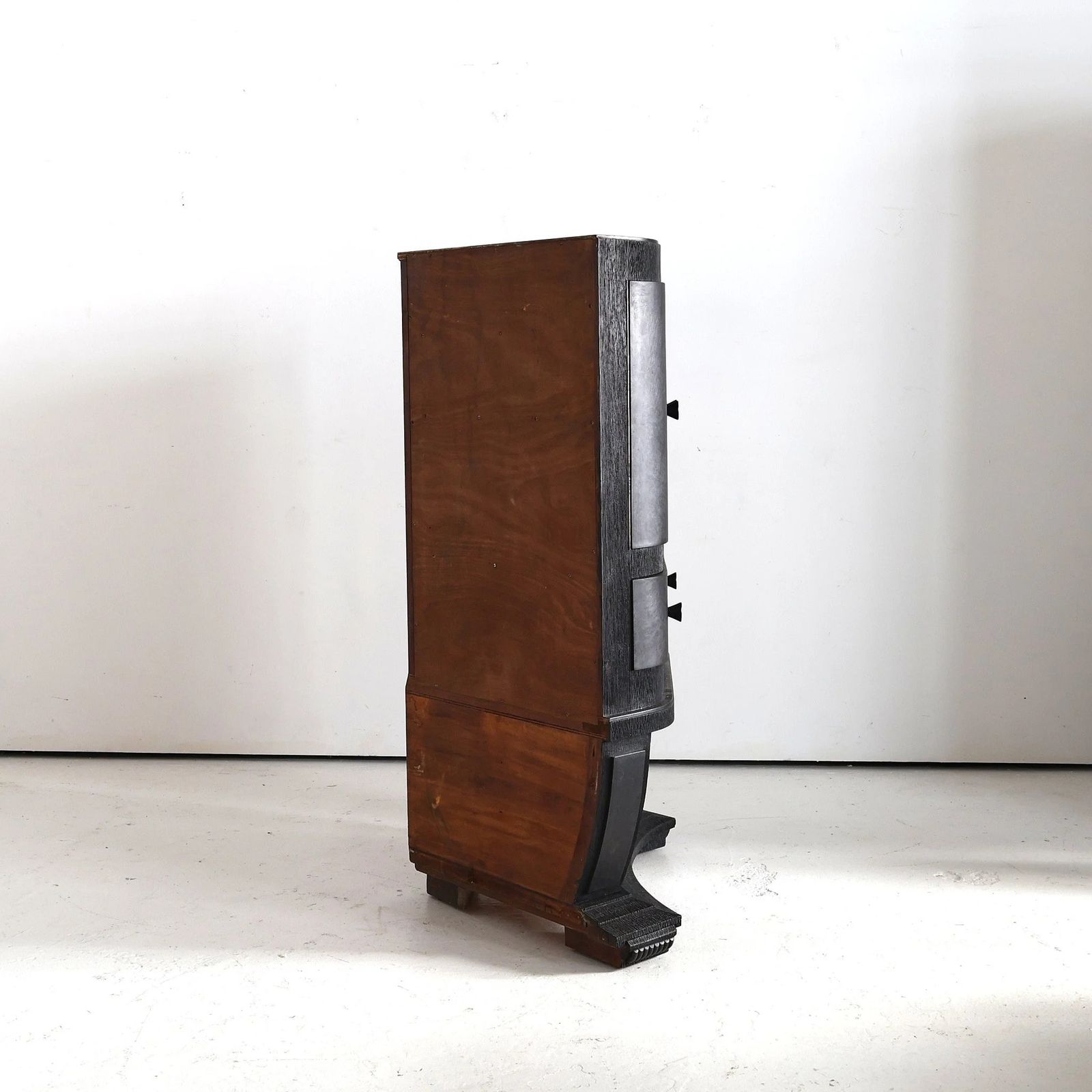 Unusual Ebonised Italian Gouged Deco/Modernist Corner Cupboard/Bar photo Furniture