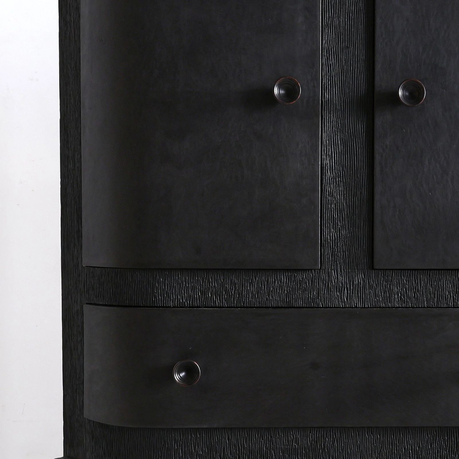Unusual Ebonised Italian Gouged Deco/Modernist Corner Cupboard/Bar photo buy