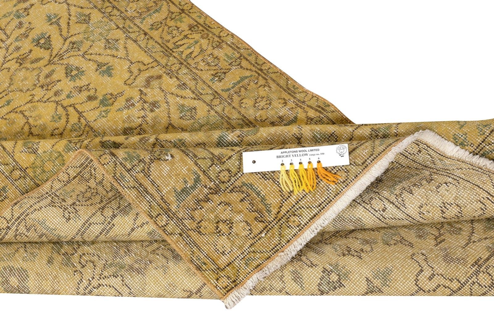 3.8x6.8 Ft Vintage Handmade Turkish Rug Redyed In Yellow For Modern Interiors photo for sale