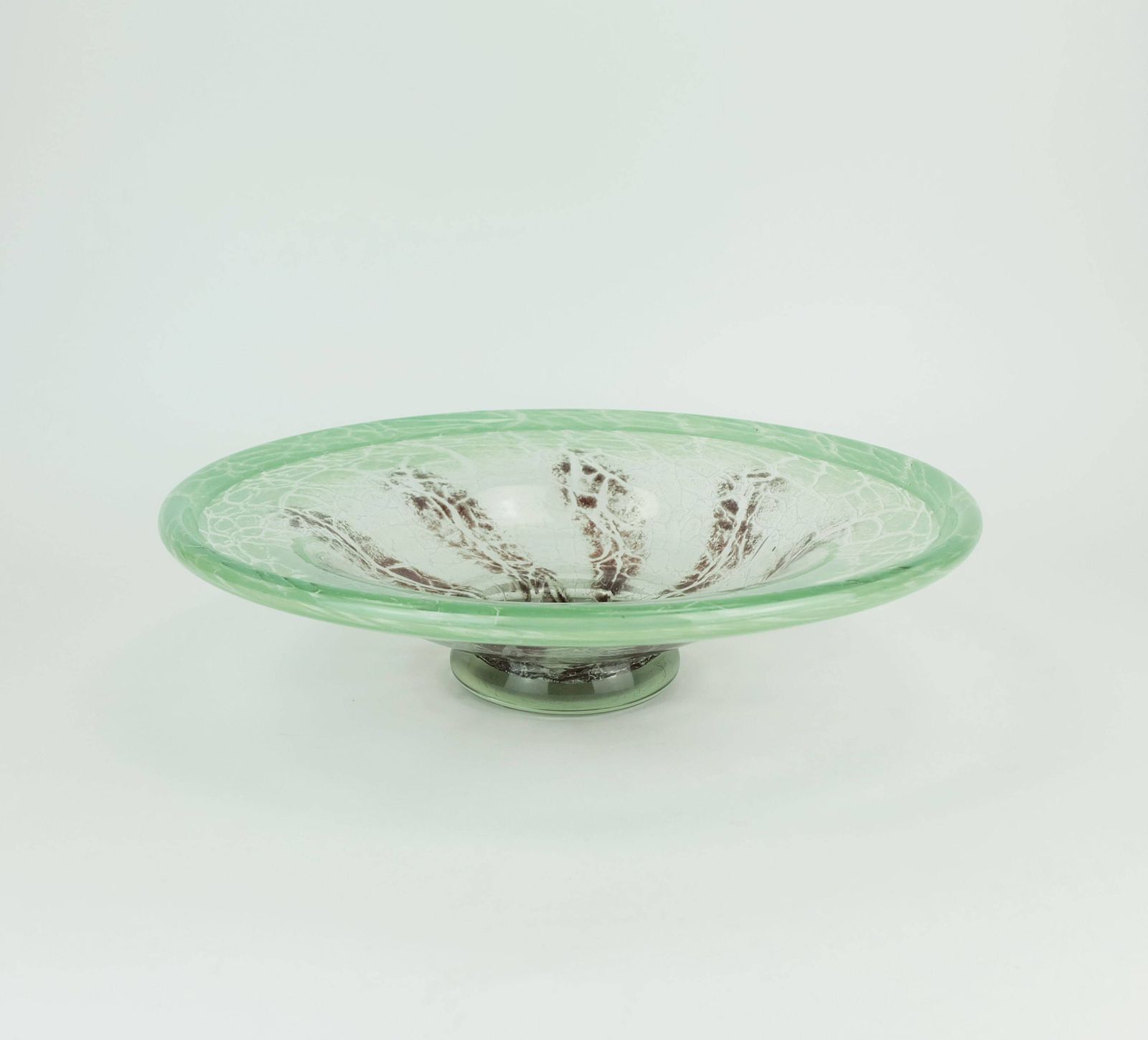 Fantastic Large Wmf Art Deco Ikora Glass Bowl Karl Wiedmann 1930s Green And photo for sale