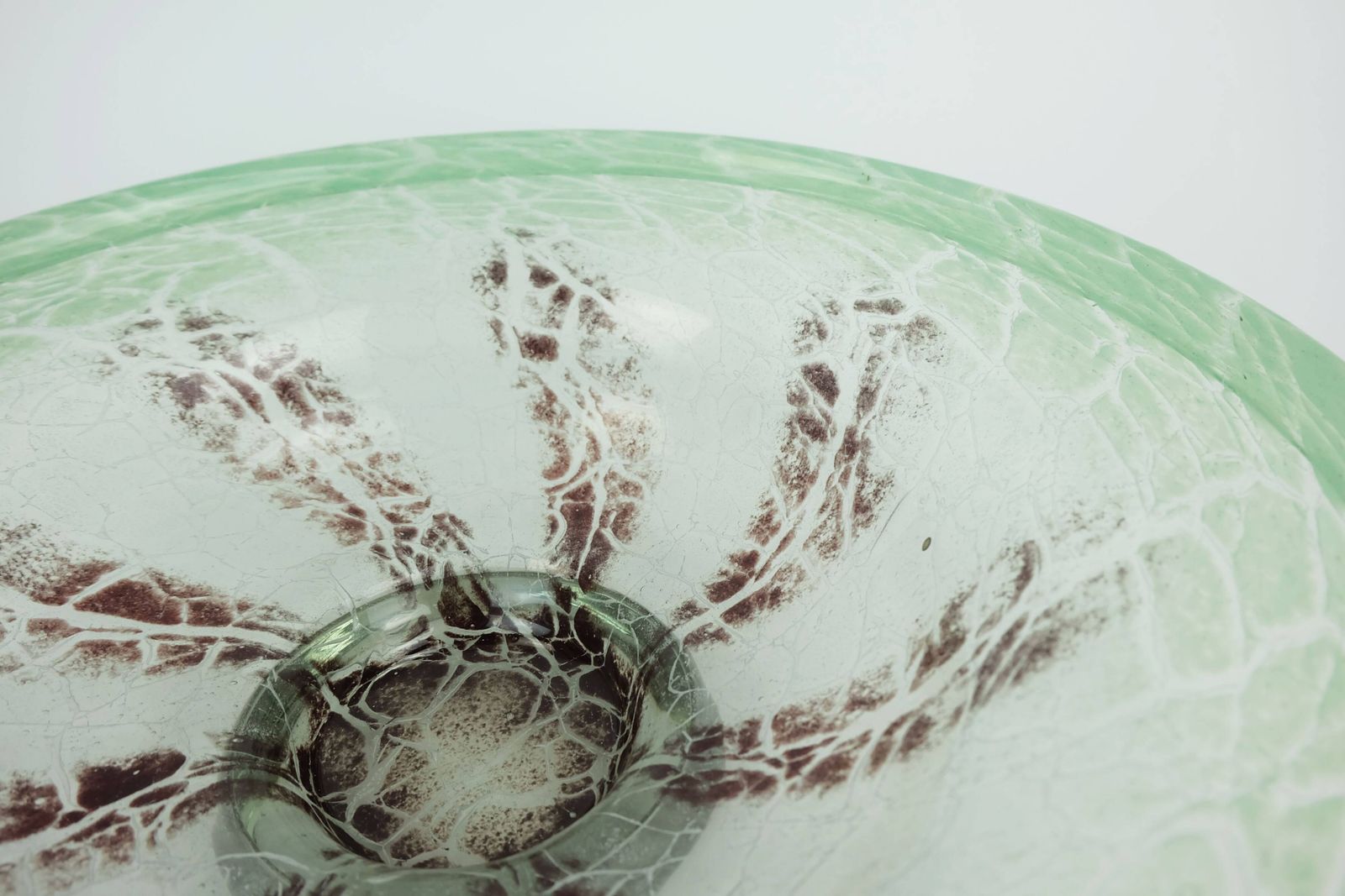 Fantastic Large Wmf Art Deco Ikora Glass Bowl Karl Wiedmann 1930s Green And photo 186.0