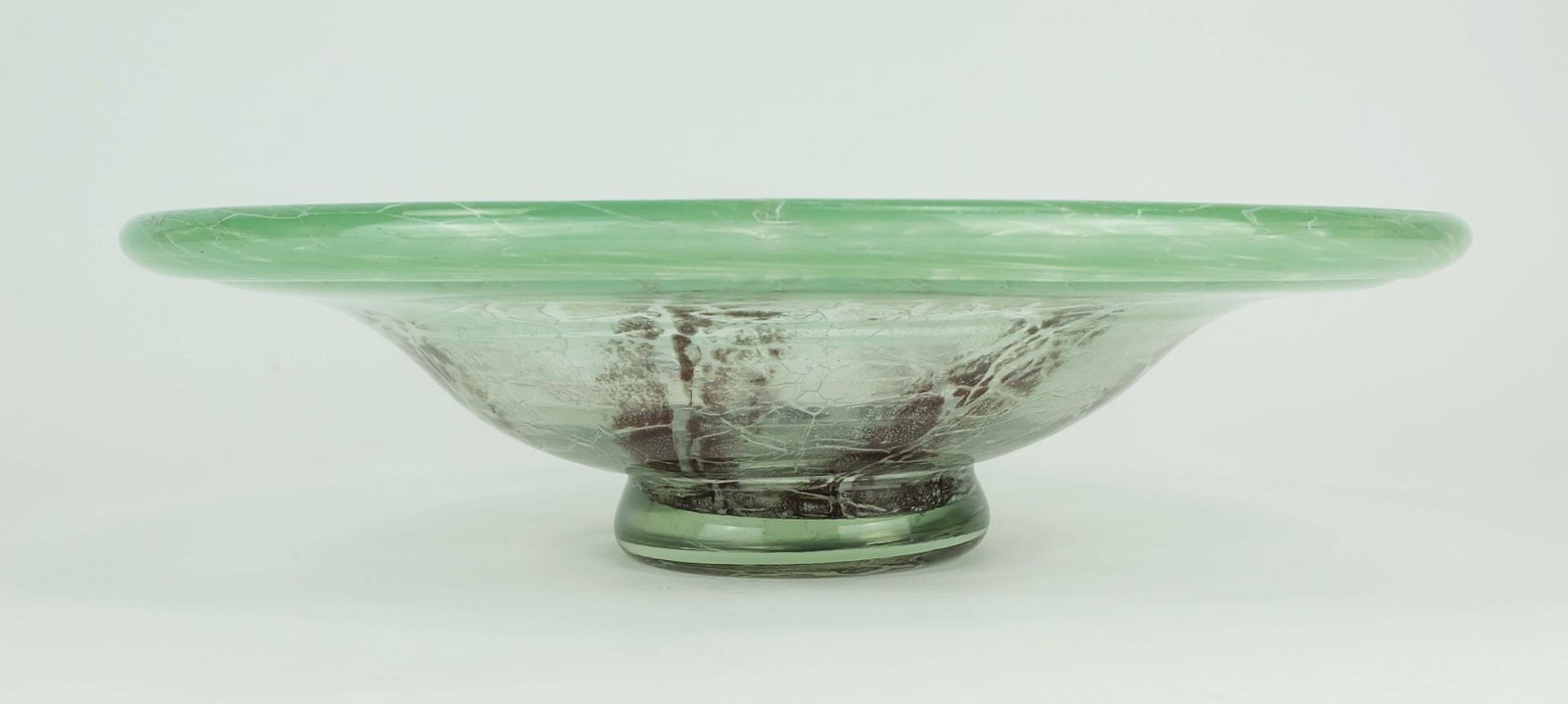 186.0 Fantastic Large Wmf Art Deco Ikora Glass Bowl Karl Wiedmann 1930s Green And photo